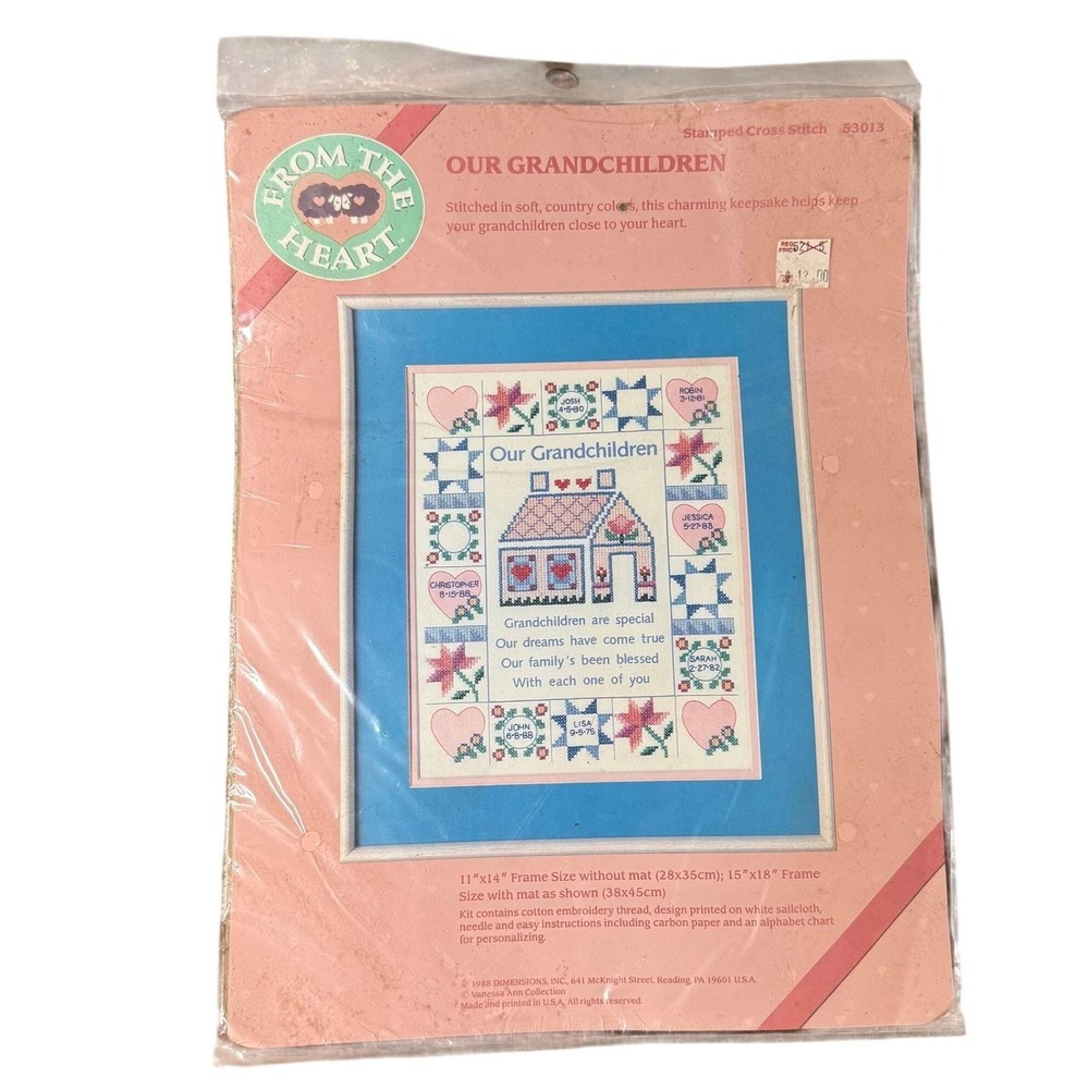 Vtg Dimensions Our Grandchildren Stamped‎ Cross Stitch Kit 1988 New Deadstock